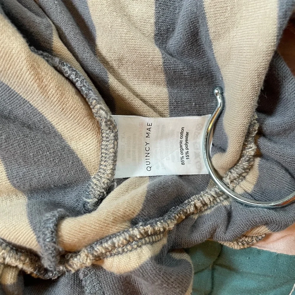 Quincy Mae Toddler Striped Dress & Bloomers in Gray and Cream